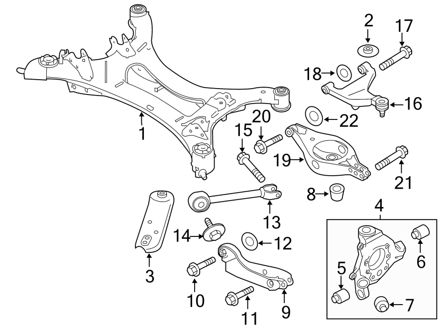 2004 Nissan Murano Bushing. Knuckle. Arm. #1. 2WD, rear. 4WD, rear. AWD ...